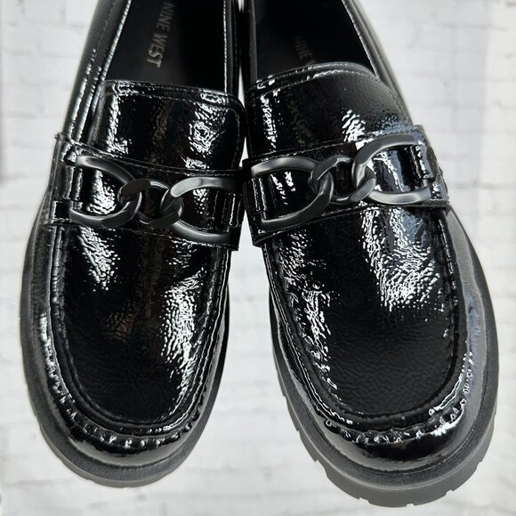 Nine West‎ Women’s Black Garren Link Accent Lug Sole Casual Loafers US 9.5 - Picture 3 of 16